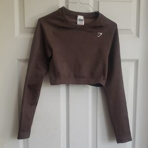 Gymshark Brown Fitted Crop Sweatshirt